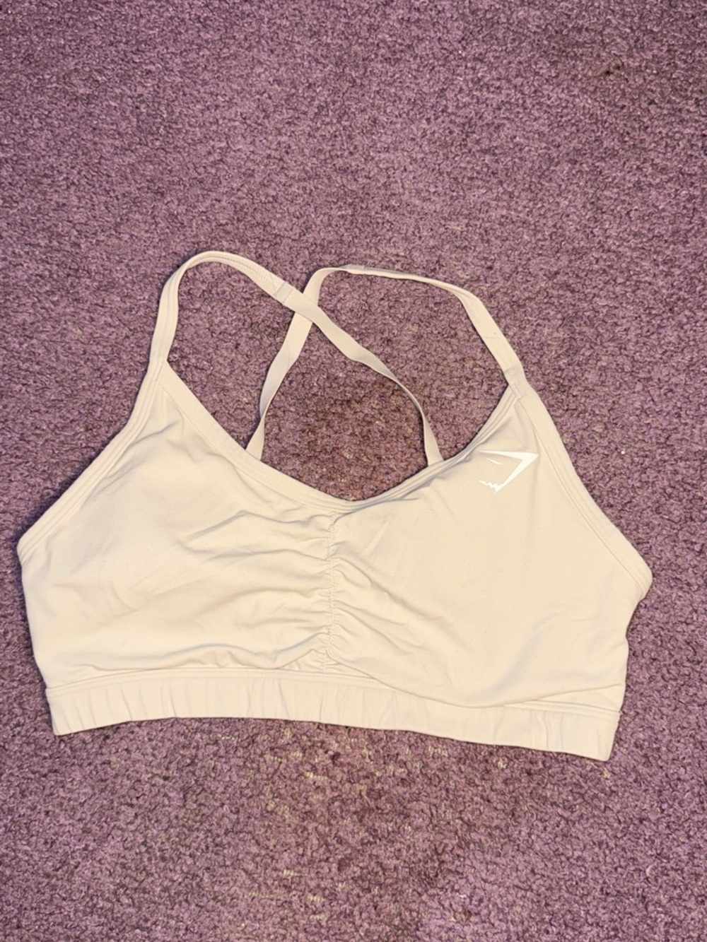 Gymshark Light Grey Cross-Back Seamless Sports Bra With Padding